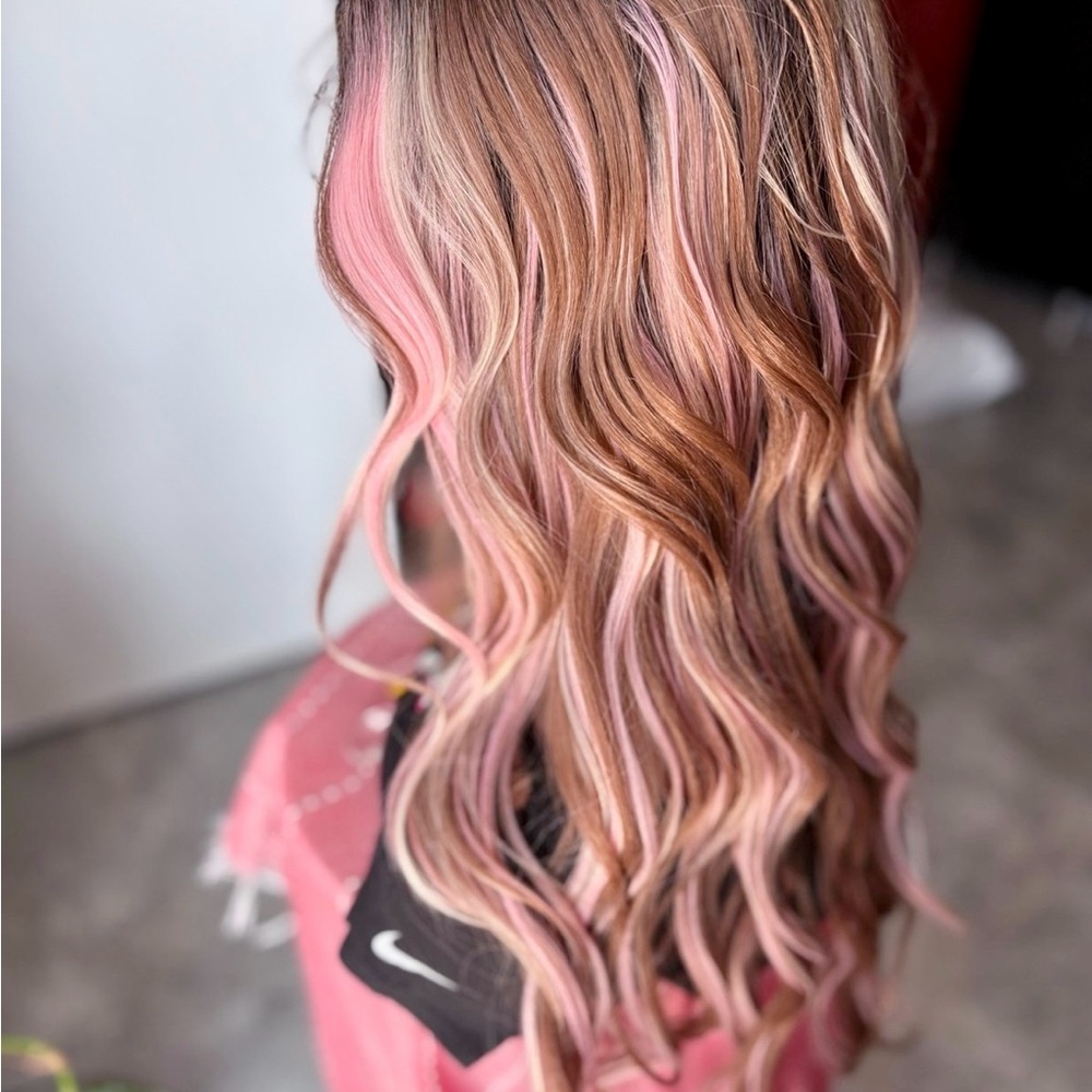 Stylish Pink and Brown Hair Extensions - Picture 3 of 5